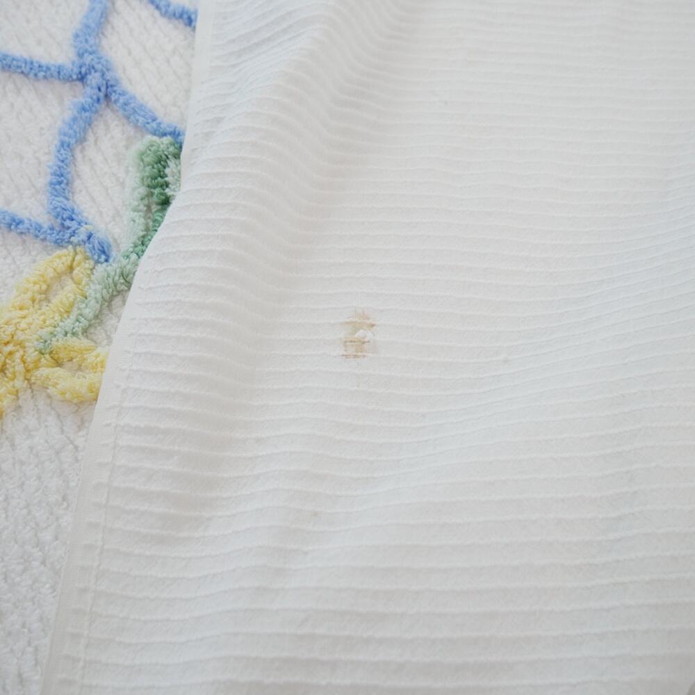 Vintage Chenille Bedspread Full ? 99" x 91" White Floral Cottage Cotton Granny - Picture 12 of 16